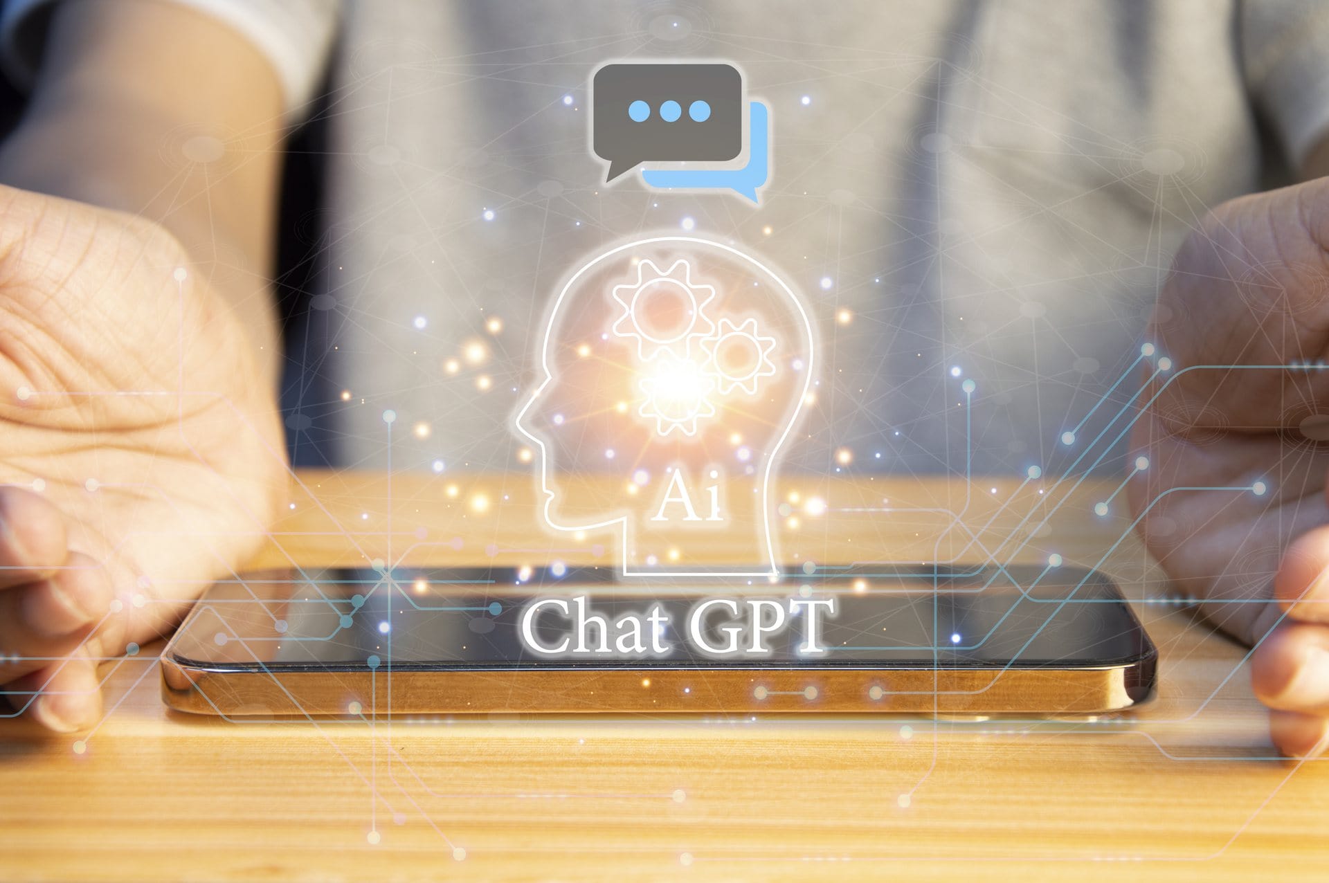 Un Sales B2B travaillant sur chatGPT