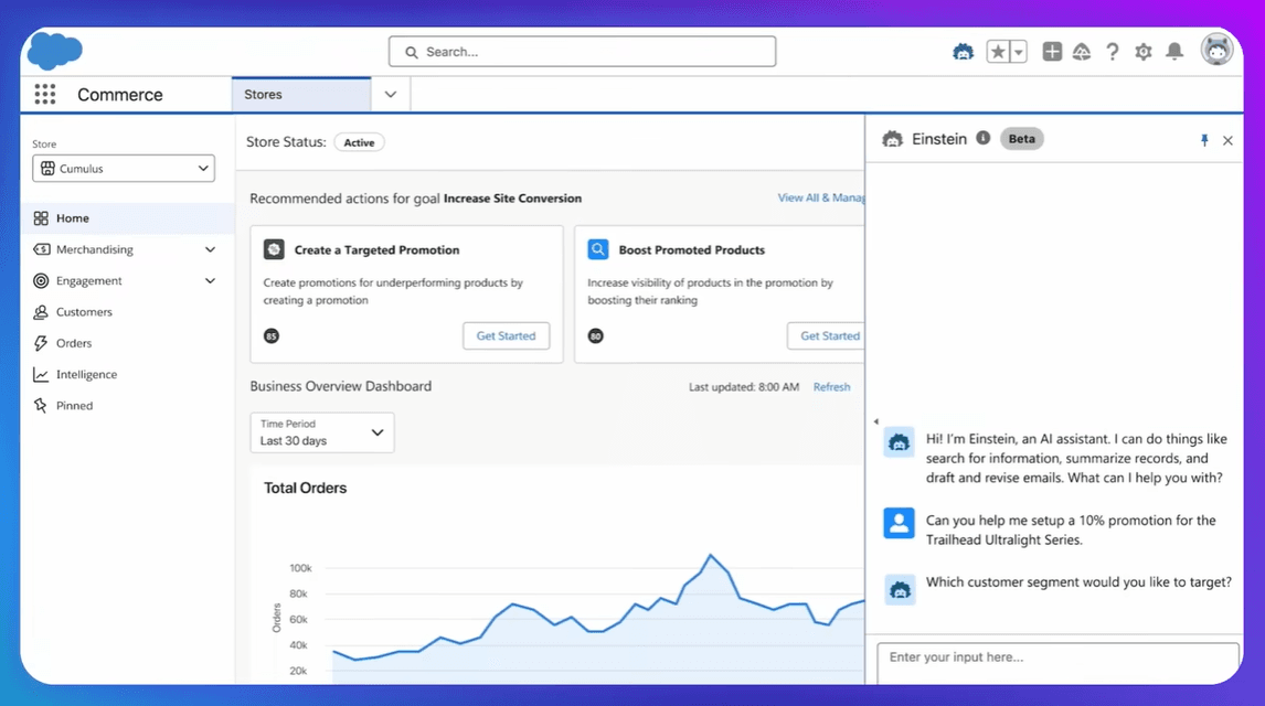 Apperçu du chatbot de SalesForce copilote Einstein