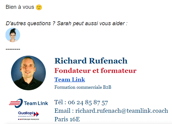 Exemple de signature de mail avec chatbot