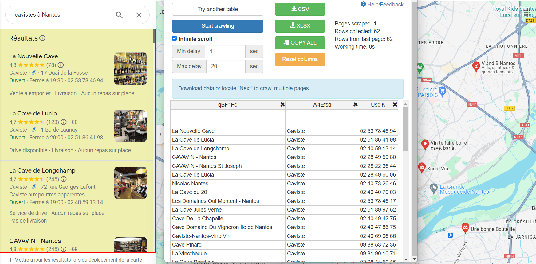 Scraping de données depuis Google Maps