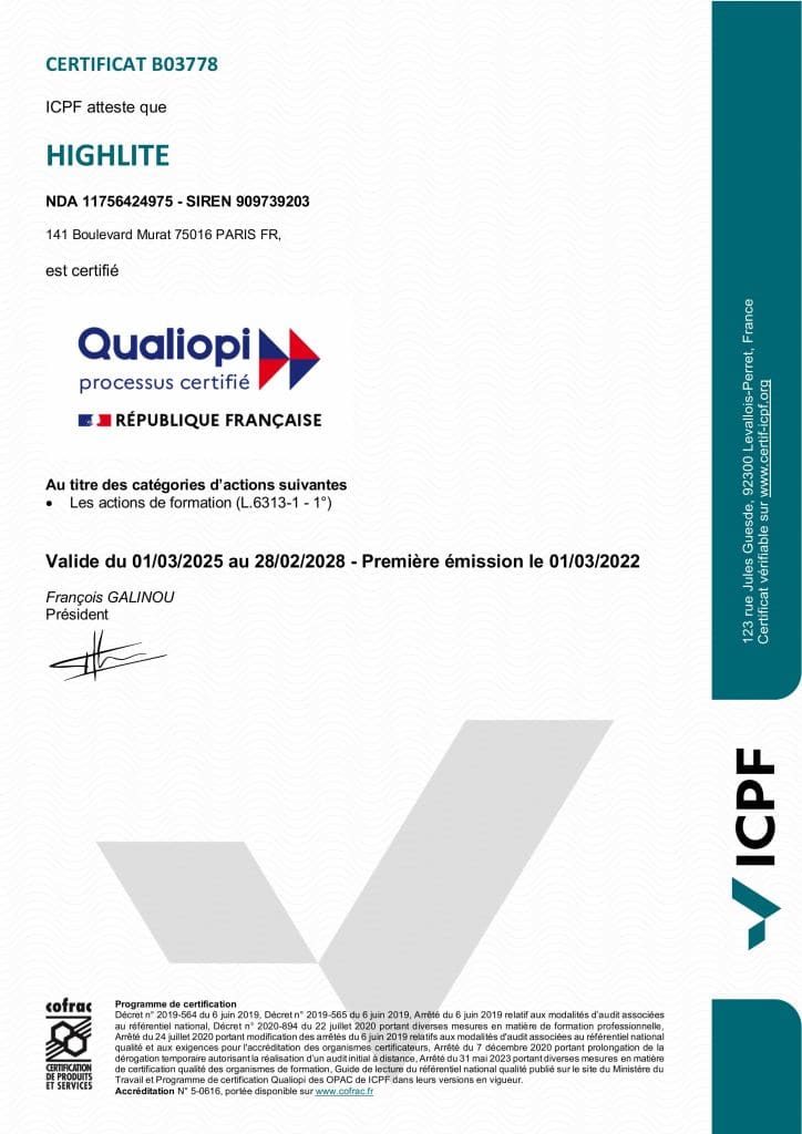 Certificat Qualiopi organisme de formation qualiopi 1